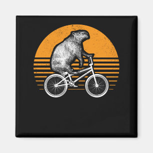 Funny Capybara Riding Bike Retro Capibara Bicycle Magnet