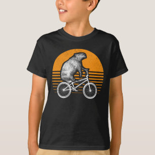 Funny Capybara Riding Bike Retro Capibara Bicycle T Shirt