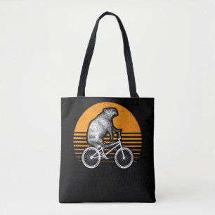 Funny Capybara Riding Bike Retro Capibara Bicycle Tygkasse