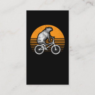 Funny Capybara Riding Bike Retro Capibara Bicycle Visitkort