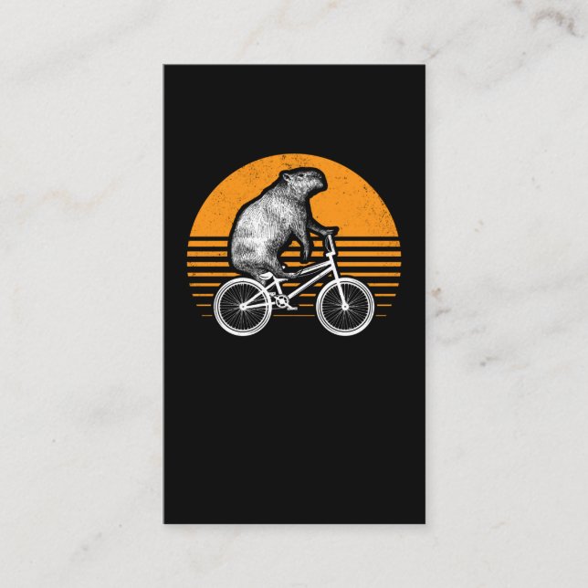 Funny Capybara Riding Bike Retro Capibara Bicycle Visitkort (Framsida)