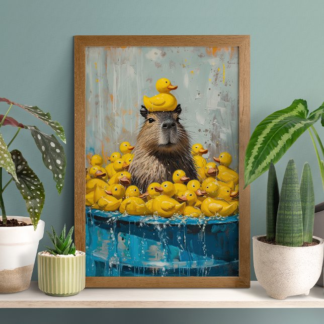 Funny Capybara Rubber Duck Pool Poster (Skapare uppladdad)