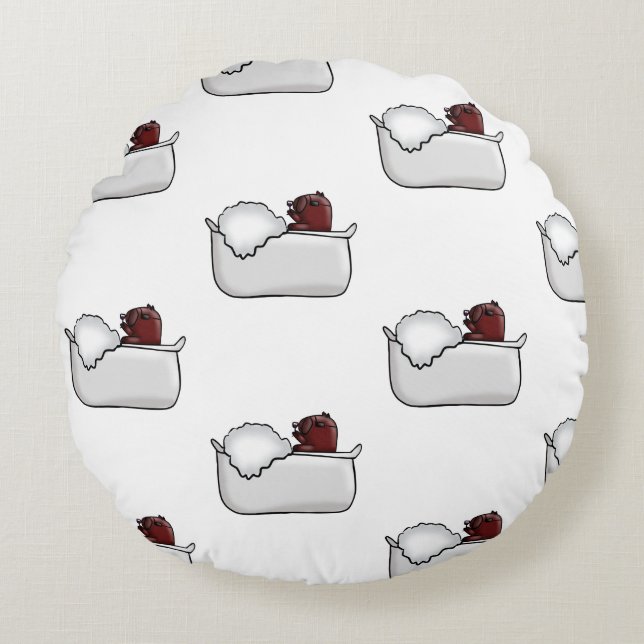 Funny Capybara Rund Kudde (Framsidan)