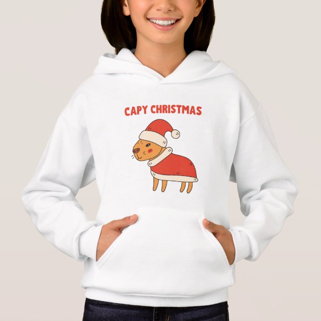 Funny Capybara Santa Capy jul T Shirt (Framsida)