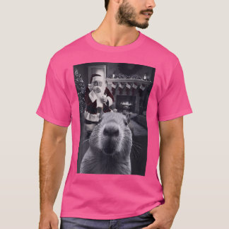 Funny Capybara Selfie med Santa Capy Julafton Rode T Shirt