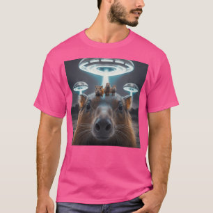 Funny Capybara Selfie med Ufos Konstig T Shirt