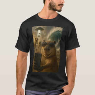 Funny Capybara Selfie Meme med Dinosaurs T Shirt