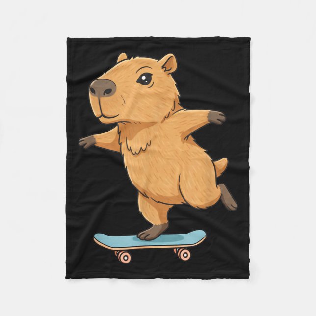 Funny Capybara Skater Skateboard Ballerina Zoo Boy Fleecefilt (Framsidan)