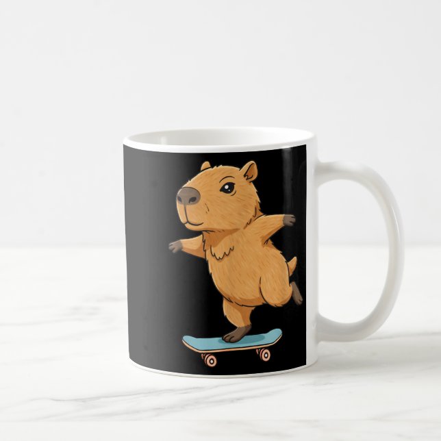 Funny Capybara Skater Skateboard Ballerina Zoo Boy Kaffemugg (Höger)