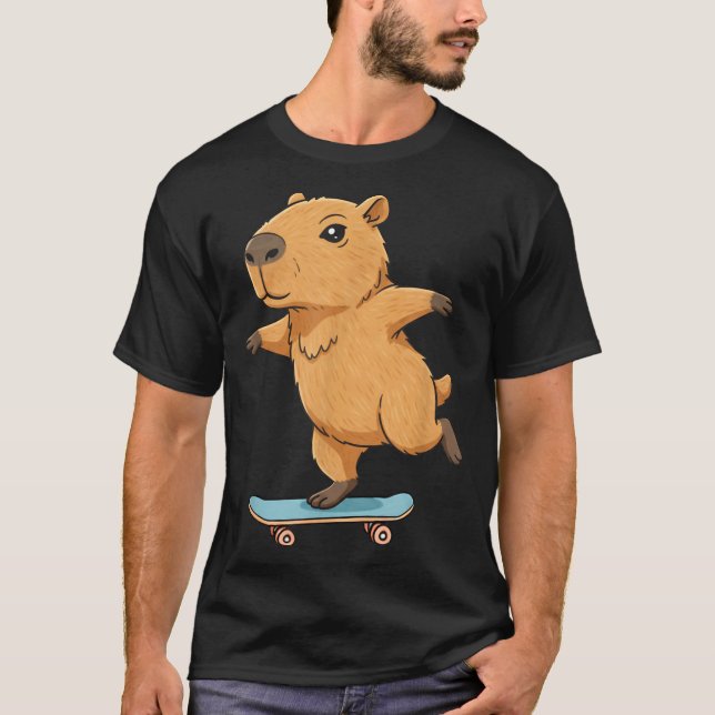 Funny Capybara Skater Skateboard Ballerina Zoo Boy T Shirt (Framsida)