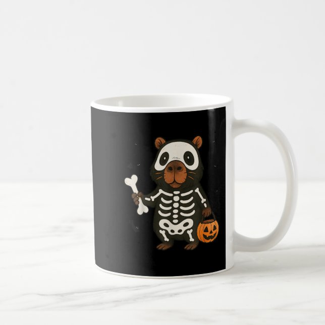 Funny Capybara Skeleton Pumpkin Halloween Costume Kaffemugg (Höger)