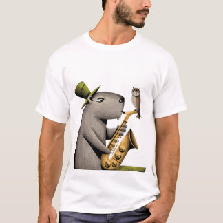 Funny Capybara spelar saxofon med Uggla T Shirt