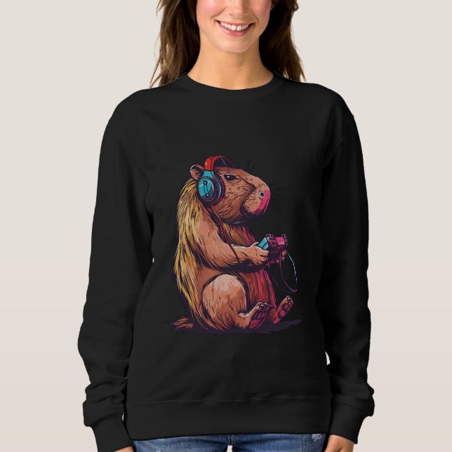 Funny Capybara spelar videospel, Capybara Gamin T Shirt (Framsida)