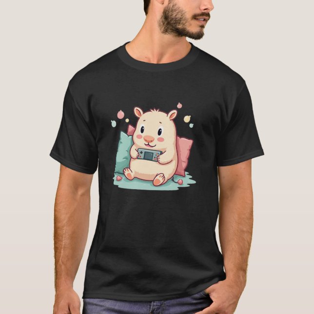 Funny Capybara spelar videospel Capybara-spel T Shirt (Framsida)
