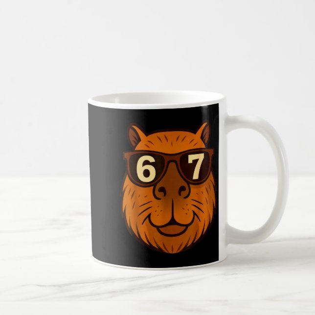Funny Capybara Sungles 67 Six Seven Meme  Kaffemugg (Höger)