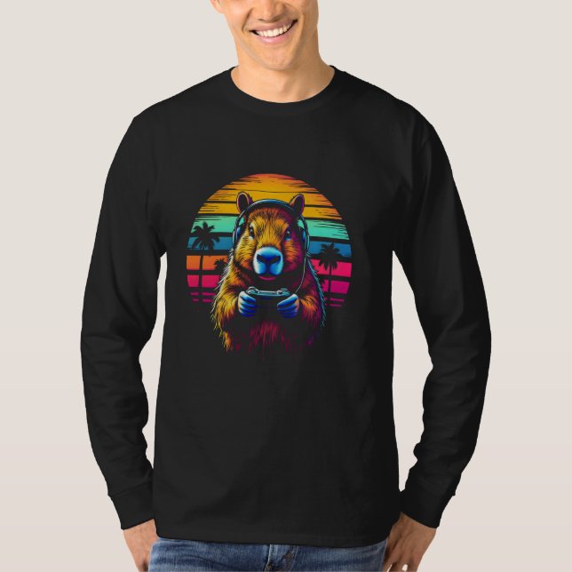 Funny Capybara Tee Gamepad-hörlurar Videospel (Framsida)