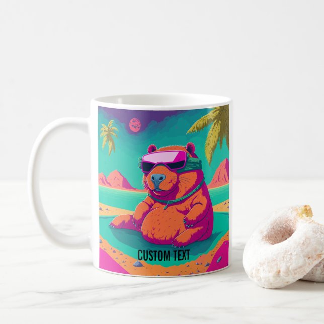 Funny Capybara Tropical Beach Personlig Kaffemugg (Med munk)