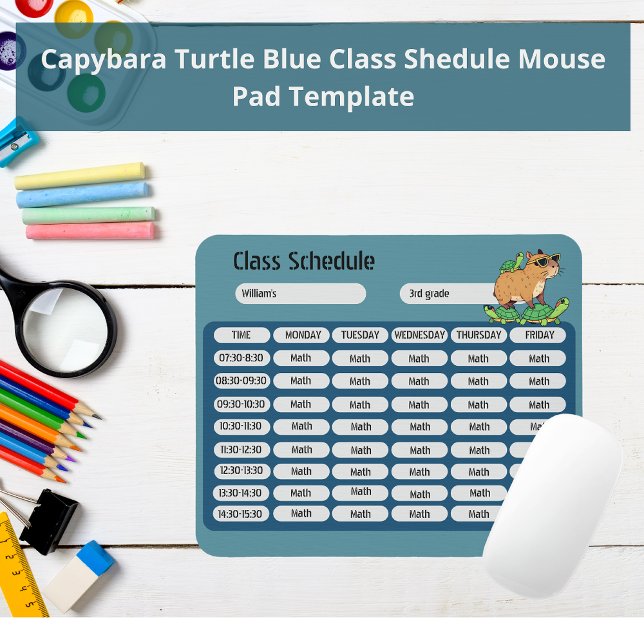 Funny Capybara Turtle Class Schedule Musmatta (Skapare uppladdad)