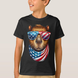 Funny Capybara USA flagga - 4:e juli Funny Animal T Shirt