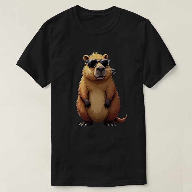 Funny Capybara Wearing Sunglasses T Shirt (Design framsida)