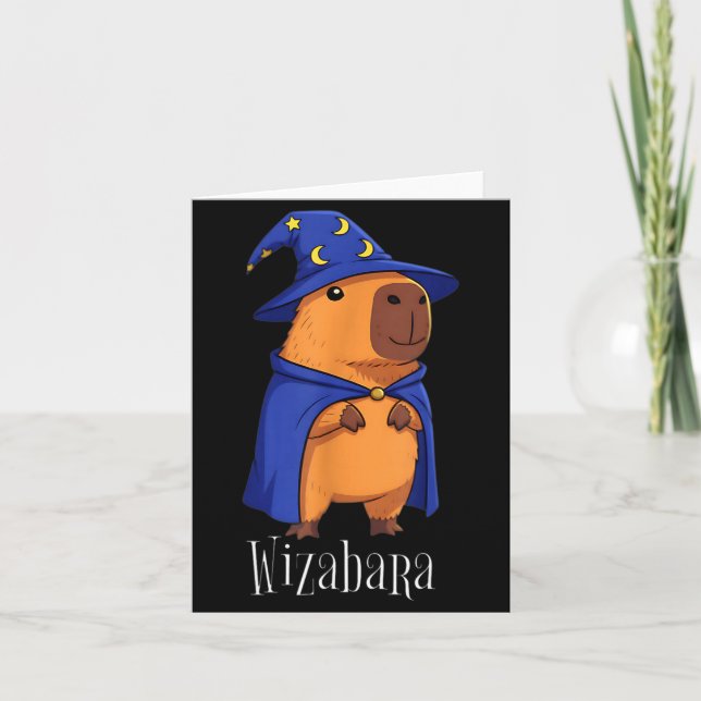 Funny Capybara Wizard Costume Wizabara Graphic Kid Kort (Framsida)