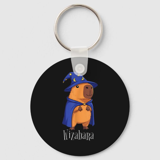Funny Capybara Wizard Costume Wizabara Graphic Kid Nyckelring (Framsida)