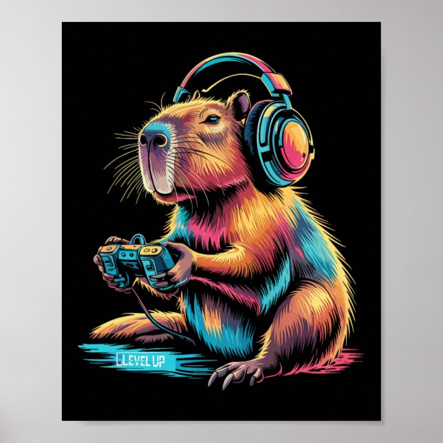 Funny Capyra Video Gamer Capyra  Poster (Framsidan)