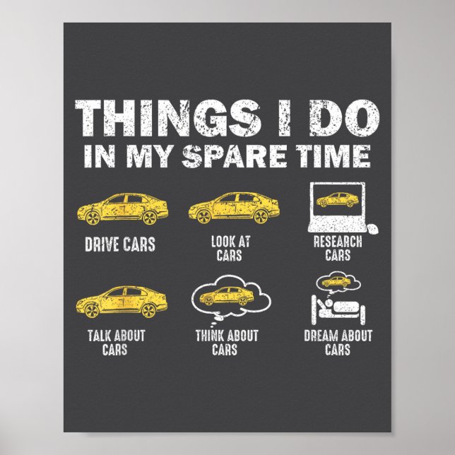 Funny Car 6 Things I Do In My Spare Time  Poster (Framsidan)
