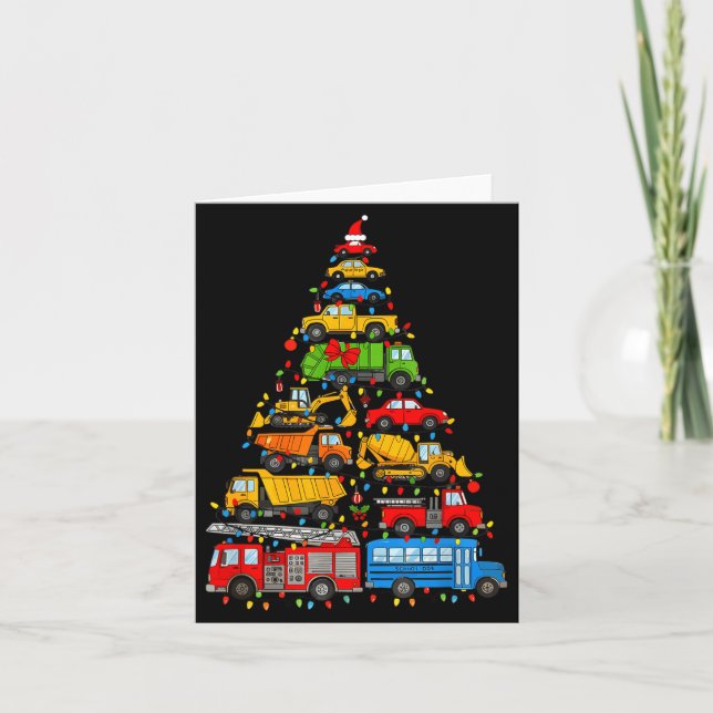 Funny Car Christmas Tree Xmas Light Boys Kids Todd Kort (Framsida)