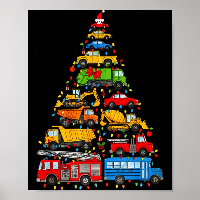 Funny Car Christmas Tree Xmas Light Boys Kids Todd Poster (Framsidan)