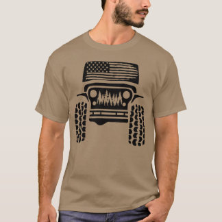 Funny Car Cool USA Flag Cute American offroad funn T Shirt
