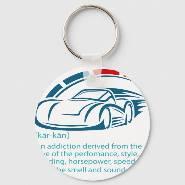 Funny Car Guy Gift - CARCAINE Definition Love Of C Nyckelring (Framsida)