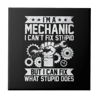 Funny Car Mechanic Engineer Men Women Kids Auto Me Kakelplatta