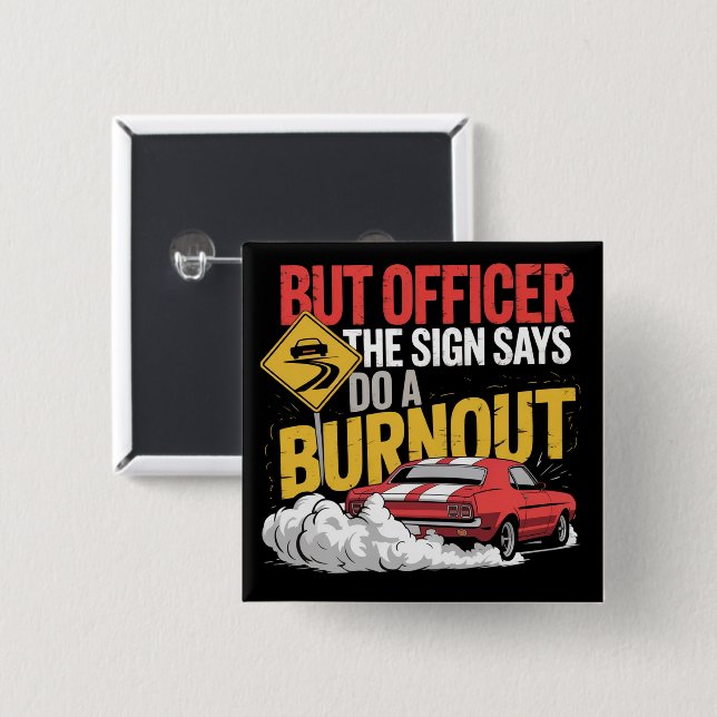 Funny Car Racing Burnout Drag Racing Muscle Car  Knapp (Framsida & baksida)