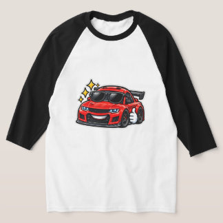 Funny Car Raglan T-Shirt | Cool Rödkärra