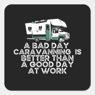 Funny Caravanning, Camping Älskare Fyrkantigt Klistermärke