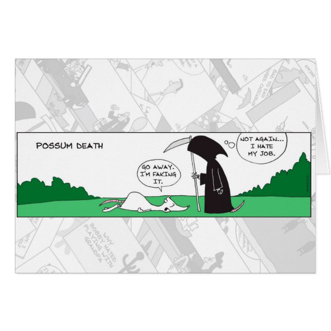 Funny Card - Possum-död Hälsningskort (Framsidan Horizontal)