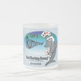 Funny Card Shark Granny - Gin Rummy Frostad Glasmugg