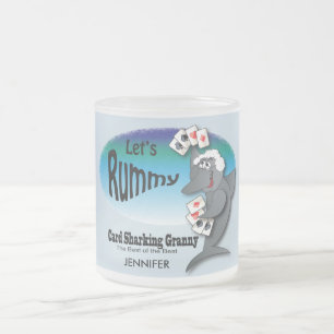 Funny Card Shark Granny - Gin Rummy Frostad Glasmugg
