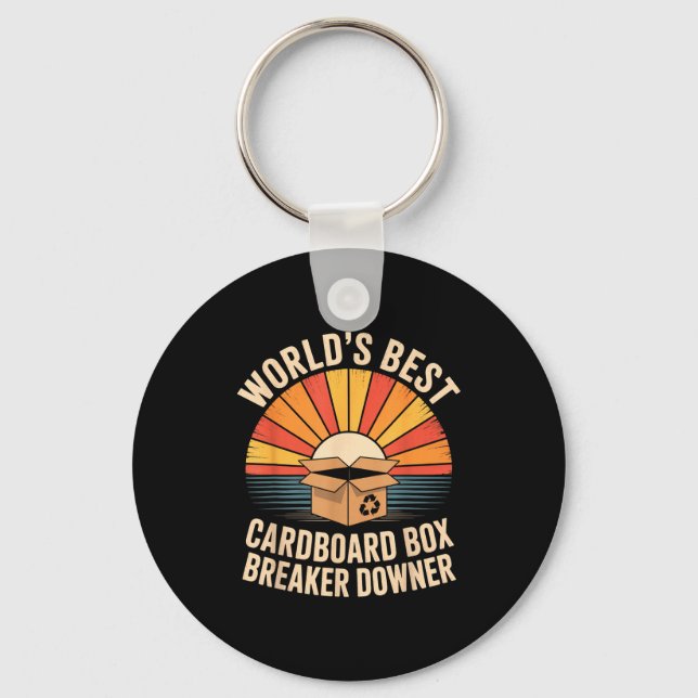 Funny Cardboard Box Breaker Downer Sarcastic Recyc Nyckelring (Framsida)