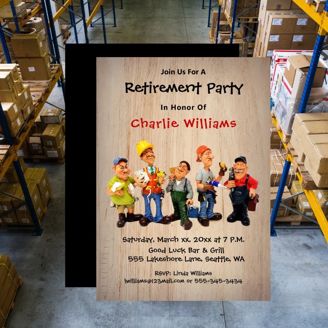 Funny Caricature Retirement Party  Inbjudningar (Fun Retirement Party Casual with RSVP Invitation)
