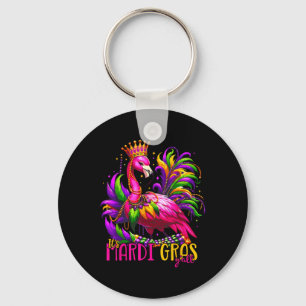 Funny Carnival Party Gift Idea Flamingo Mardi Gras Nyckelring