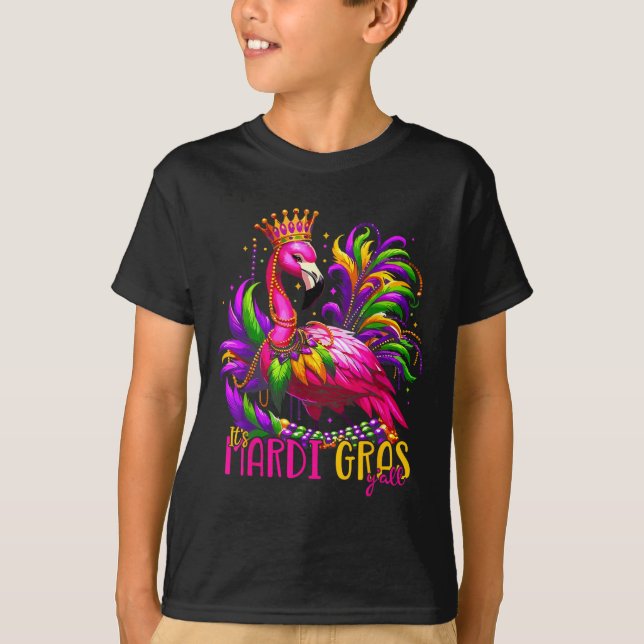 Funny Carnival Party Gift Idea Flamingo Mardi Gras T Shirt (Framsida)