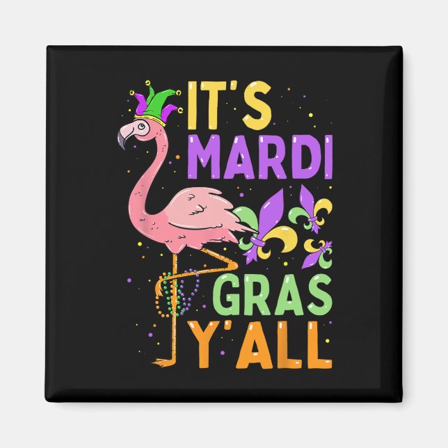 Funny Carnival Party Idea Flamingo Mardi Gras Magnet (Framsidan)