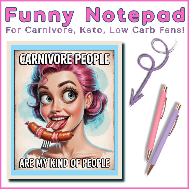 Funny Carnivar Bacon Sause Kött BBQ Grill Humor Anteckningsblock (Funny Notepad For Sausage Bacon Meat Lovers. Fun Gift for Carnivore, Ketovore, Keto, Low Carb Fans! )