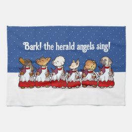 Funny Carol Singing Dogs Christmas Pug Pomeranian Kökshandduk