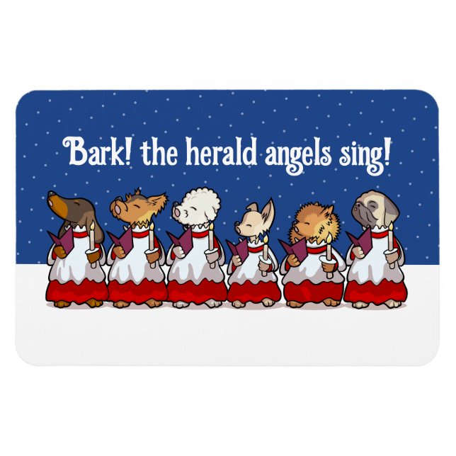 Funny Carol Singing Dogs Christmas Pug Pomeranian Magnet (Horisontell)