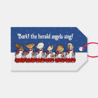 Funny Carol Singing Dogs Christmas Pug Pomeranian Presentetikett