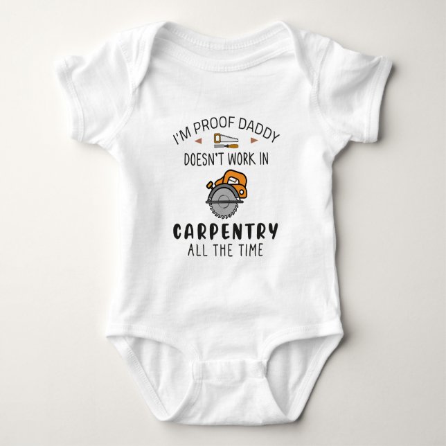 Funny Carpenter Pappa Woodworking Workers Baby Car T Shirt (Framsida)