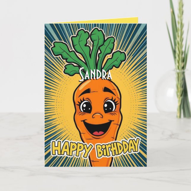 Funny Carrot Grattis på födelsedagen Kort (Framsida)